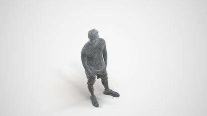 3D people model man casual standing, scanned human for 3ds Max rendering, wireframe three-quarter view