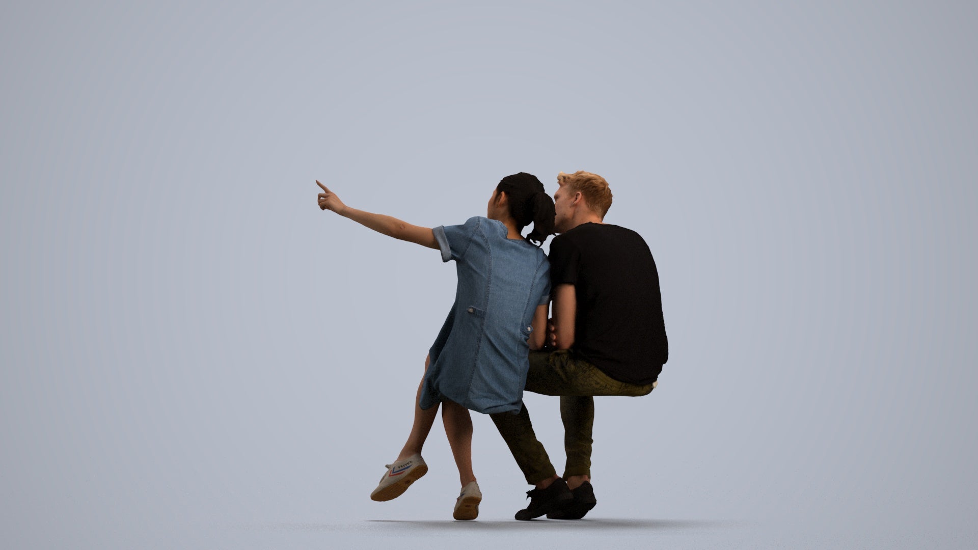 scanned 3D woman casual business, photogrammetry people for Enscape and V-Ray, front view render