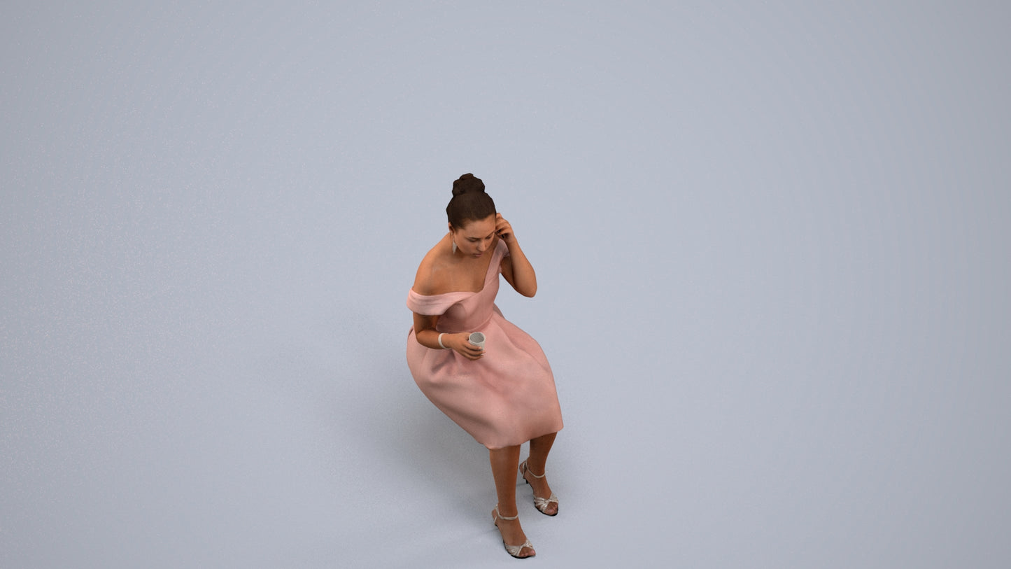 3D scanned woman formalaffairs formal, photorealistic archviz people for Enscape and SketchUp, back view render