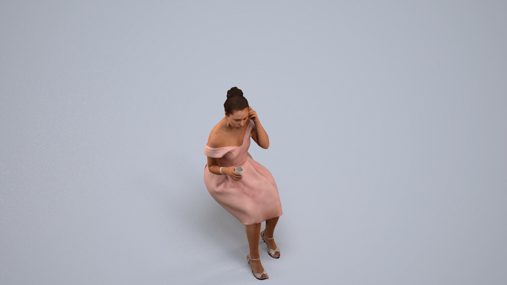 3D scanned woman formalaffairs formal, photorealistic archviz people for Enscape and SketchUp, back view render