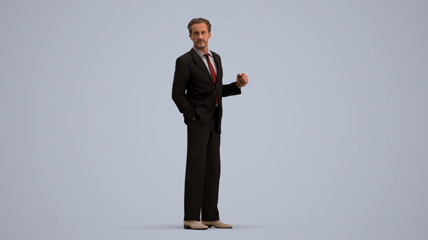 3D scanned man business, photorealistic archviz people for Enscape and SketchUp, standing pose render