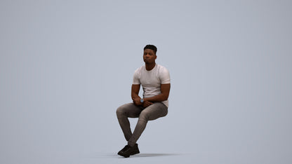 3D scanned man sitting casual, photorealistic archviz people for Enscape and SketchUp, standing pose render