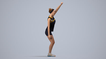 realistic 3D human girl sport, archviz people FBX OBJ for Blender, side view render