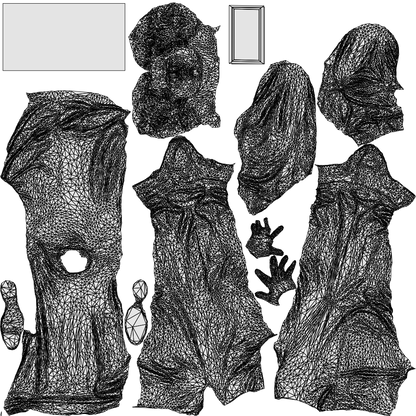 3D human model man casual walking, photogrammetry scanned person for archviz, wireframe top-down view