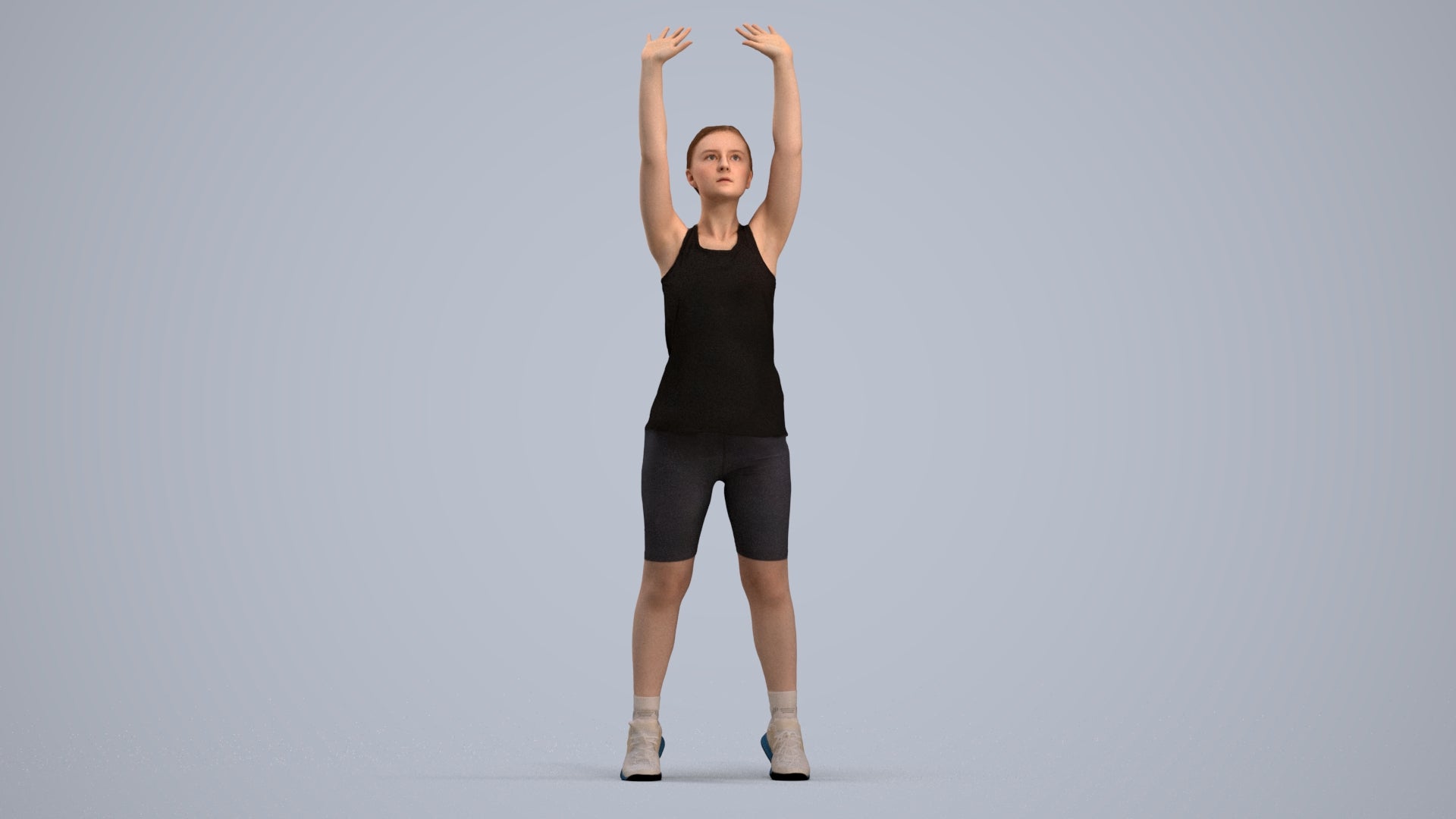 realistic 3D human girl sport, archviz people FBX OBJ for Blender, standing pose render