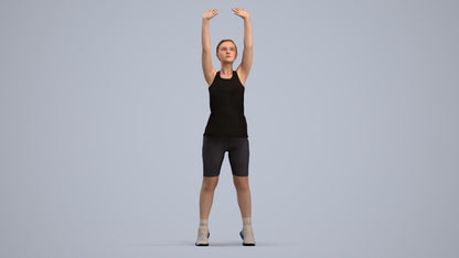 realistic 3D human girl sport, archviz people FBX OBJ for Blender, standing pose render