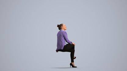 scanned 3D woman business sitting, photogrammetry people for Enscape and V-Ray, front view render