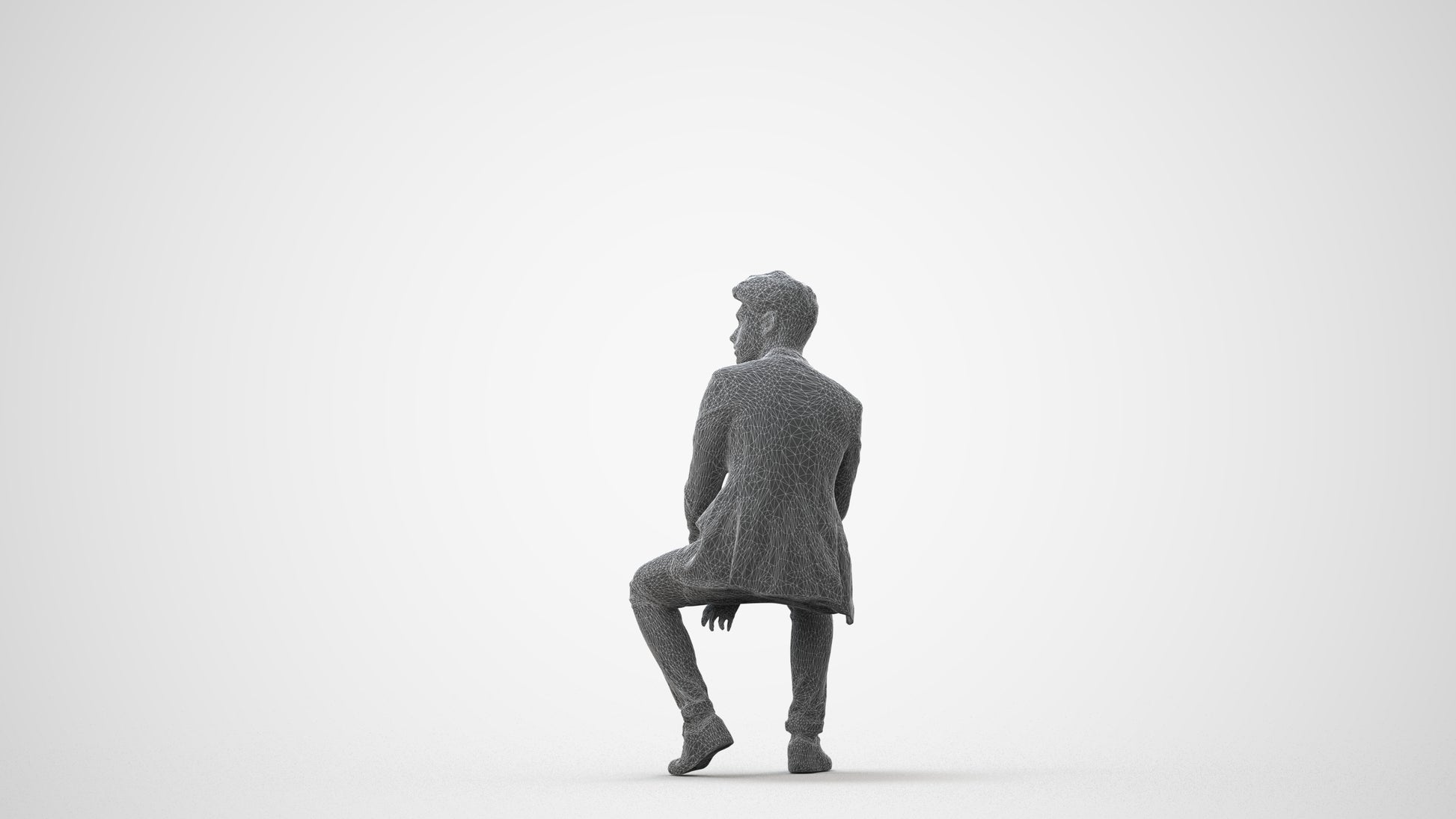 3D people model man casual sitting, scanned human for 3ds Max rendering, square thumbnail
