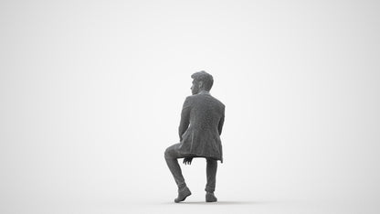 3D people model man casual sitting, scanned human for 3ds Max rendering, square thumbnail