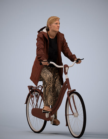 3D people model woman casual cycling, scanned human for 3ds Max rendering