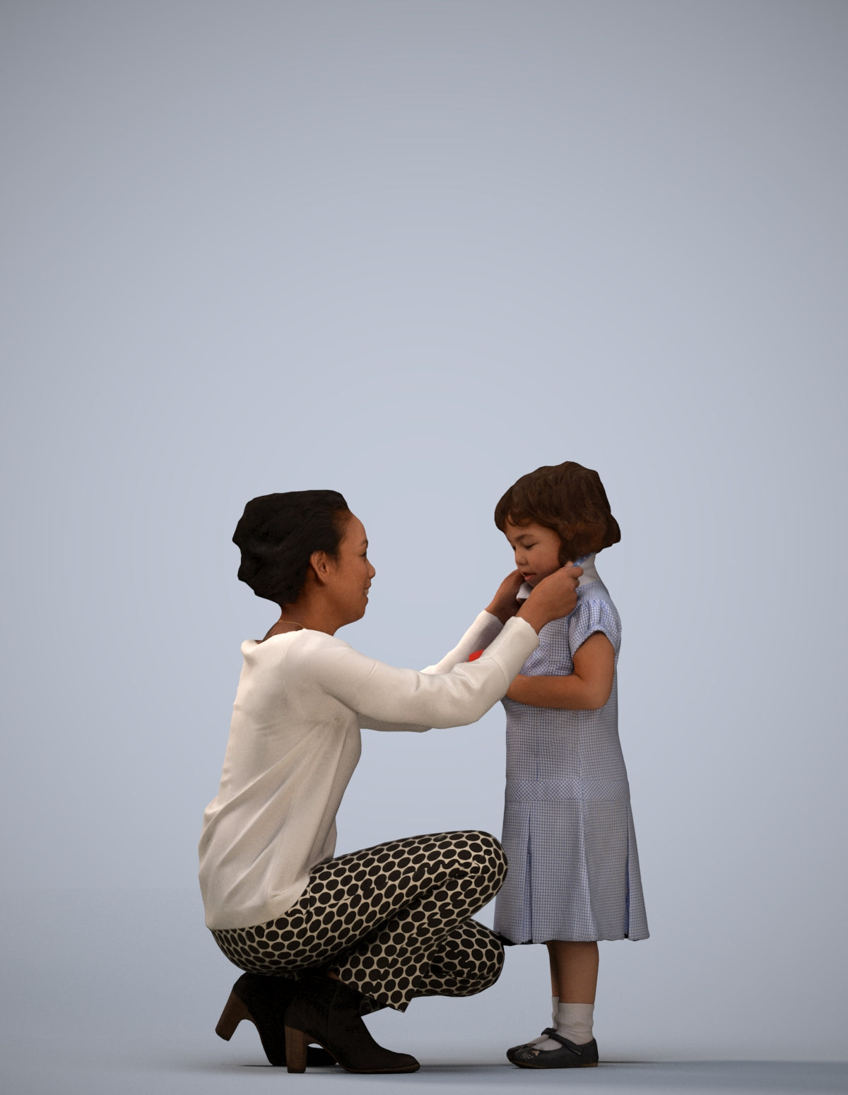 realistic 3D people woman casual kids, render-ready for V-Ray and Corona, FBX OBJ