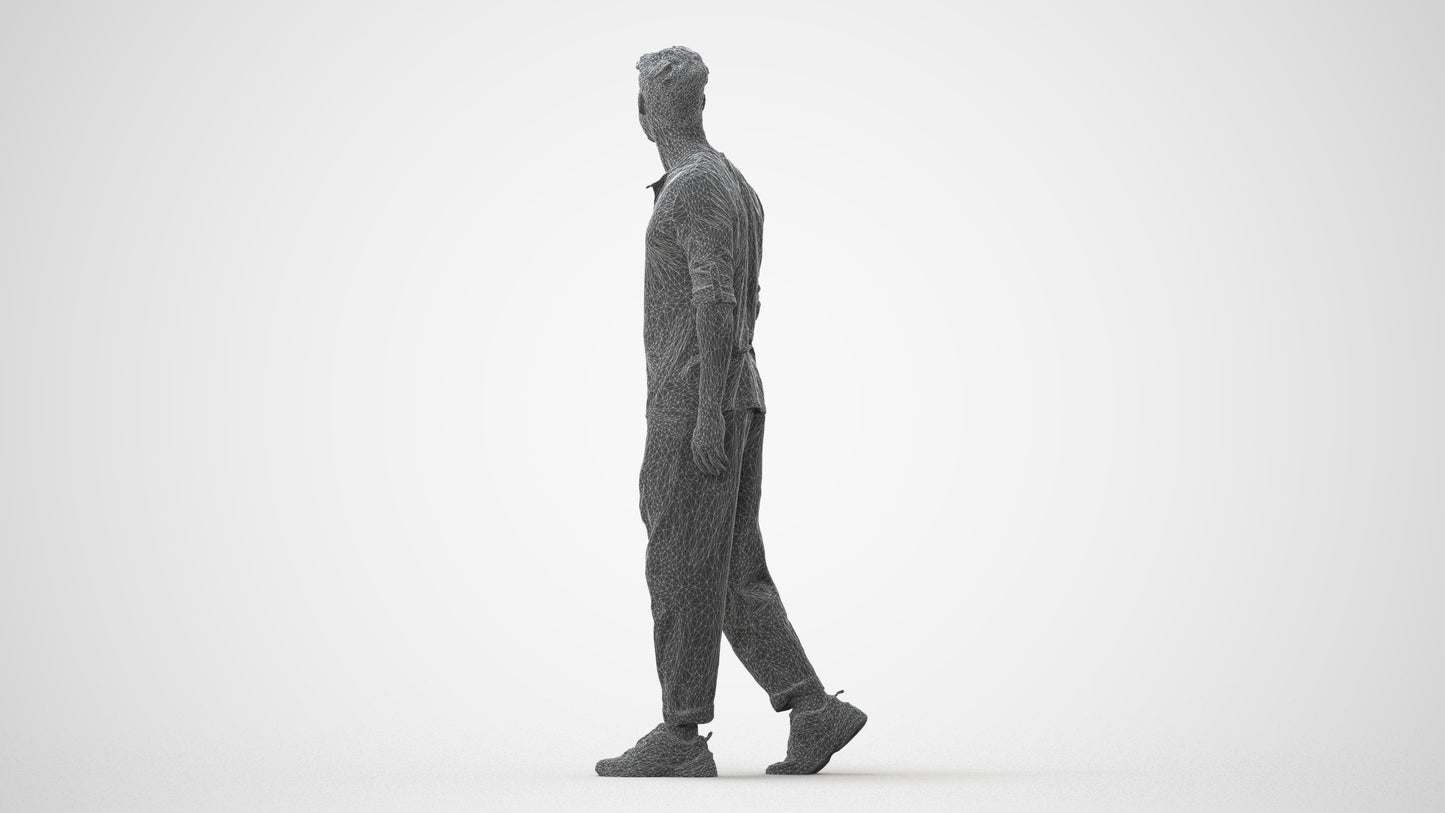 realistic 3D human man casual walking, archviz people FBX OBJ for Blender, square thumbnail