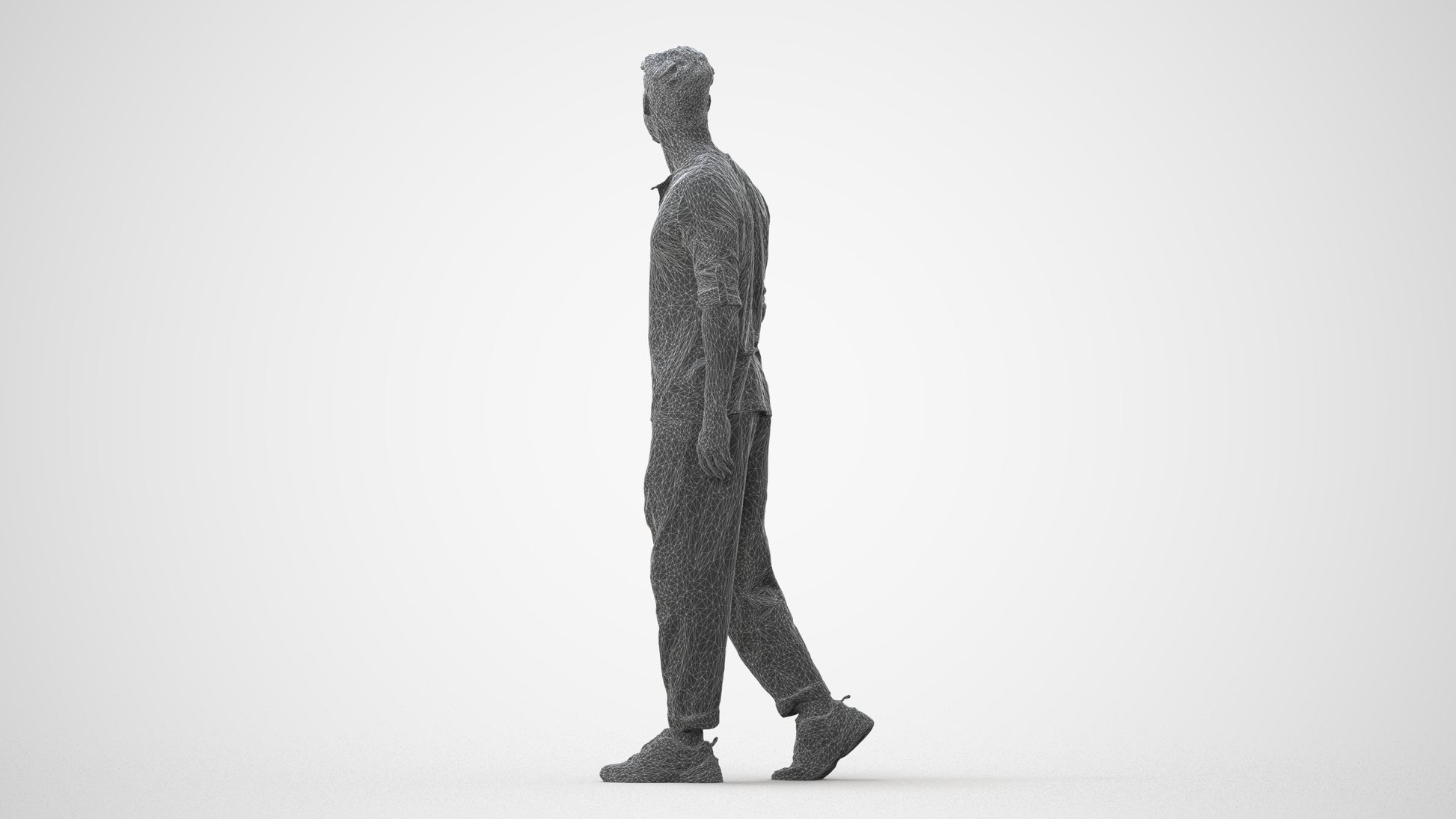 realistic 3D human man casual walking, archviz people FBX OBJ for Blender, square thumbnail