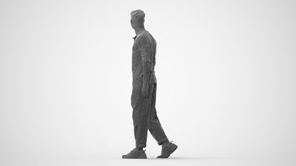 realistic 3D human man casual walking, archviz people FBX OBJ for Blender, square thumbnail