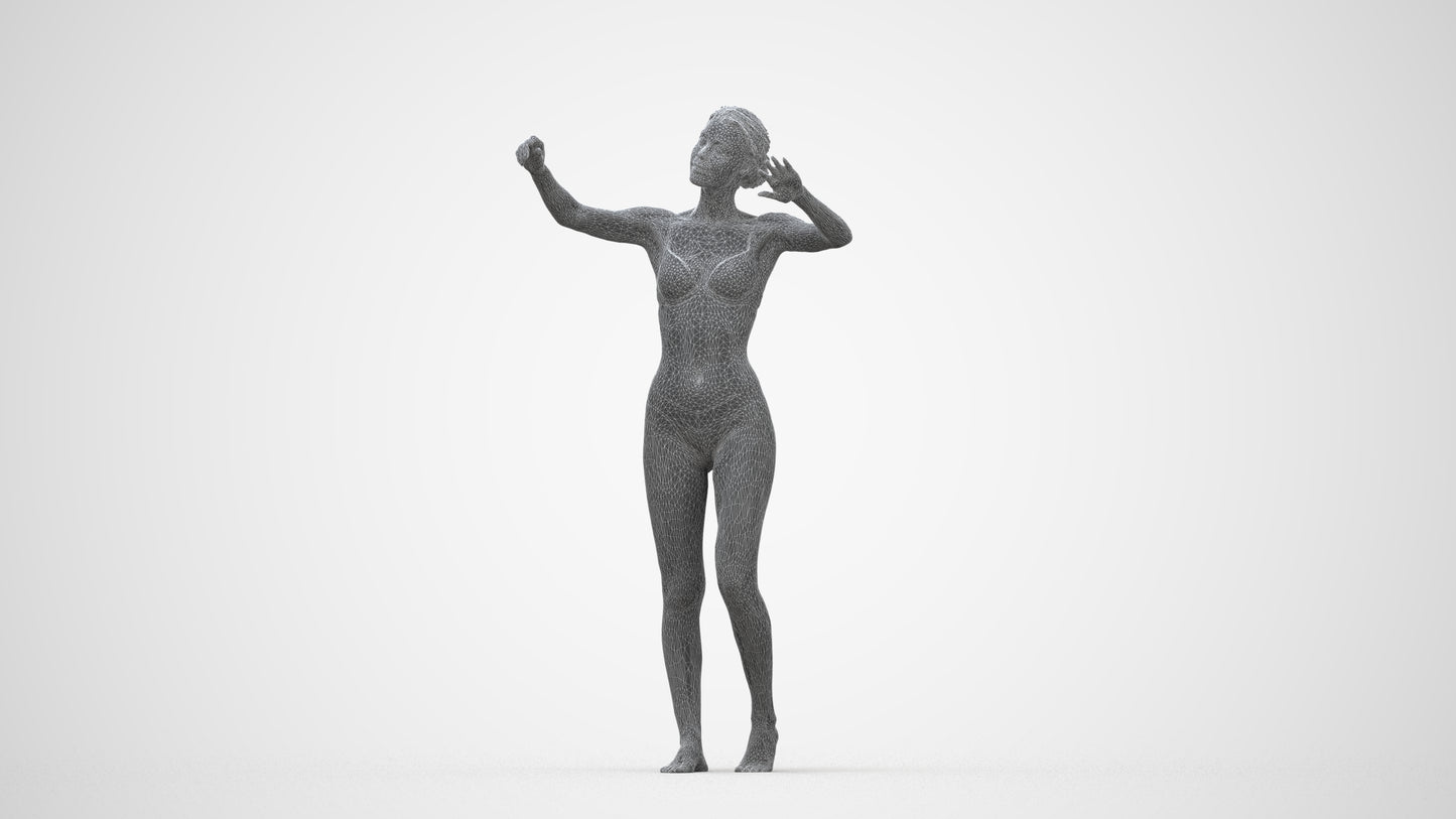 photogrammetry 3D woman bathroom, realistic human model archviz FBX, wireframe back view