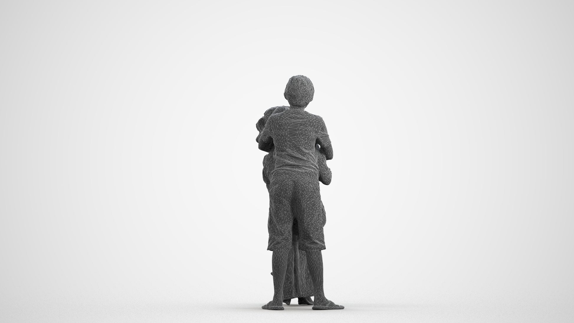 realistic 3D human girl casual kids, archviz people FBX OBJ for Blender, wireframe front view