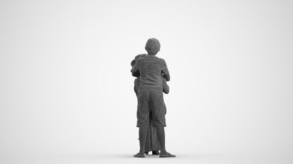 realistic 3D human girl casual kids, archviz people FBX OBJ for Blender, wireframe front view
