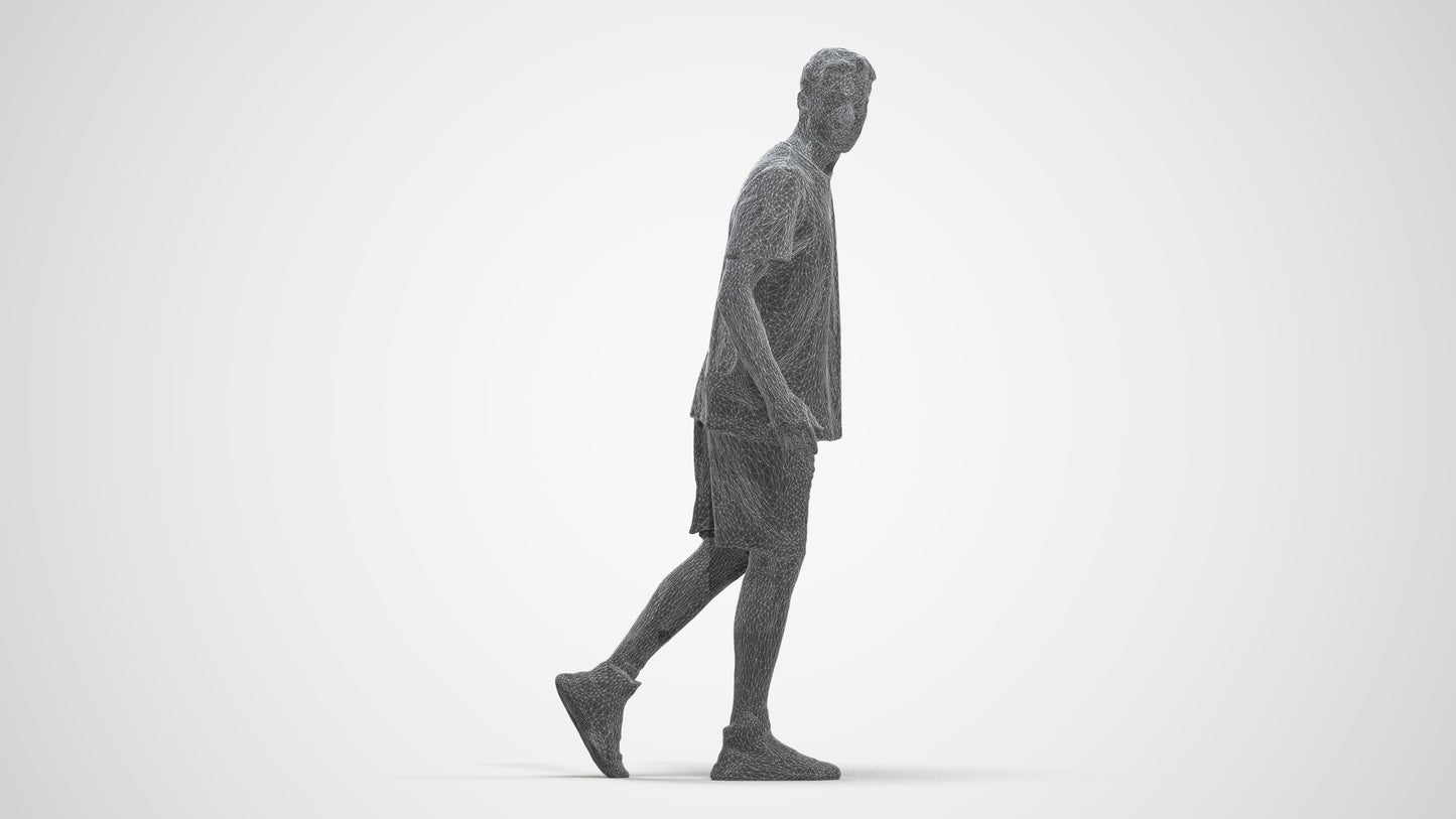 photogrammetry 3D man sport, realistic human model archviz FBX, three-quarter front view render
