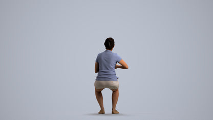 3D scanned woman sitting casual, photorealistic archviz people for Enscape and SketchUp, front view render