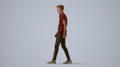 realistic 3D man casual walking, scanned archviz people for Blender and 3ds Max, three-quarter view render