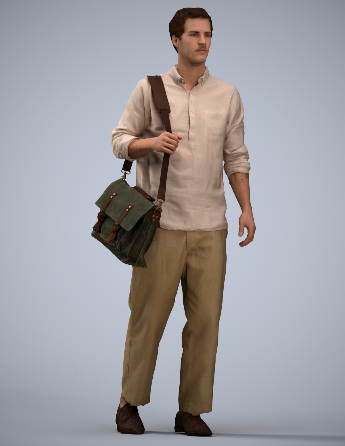 photogrammetry 3D man casual walking, realistic human model archviz FBX
