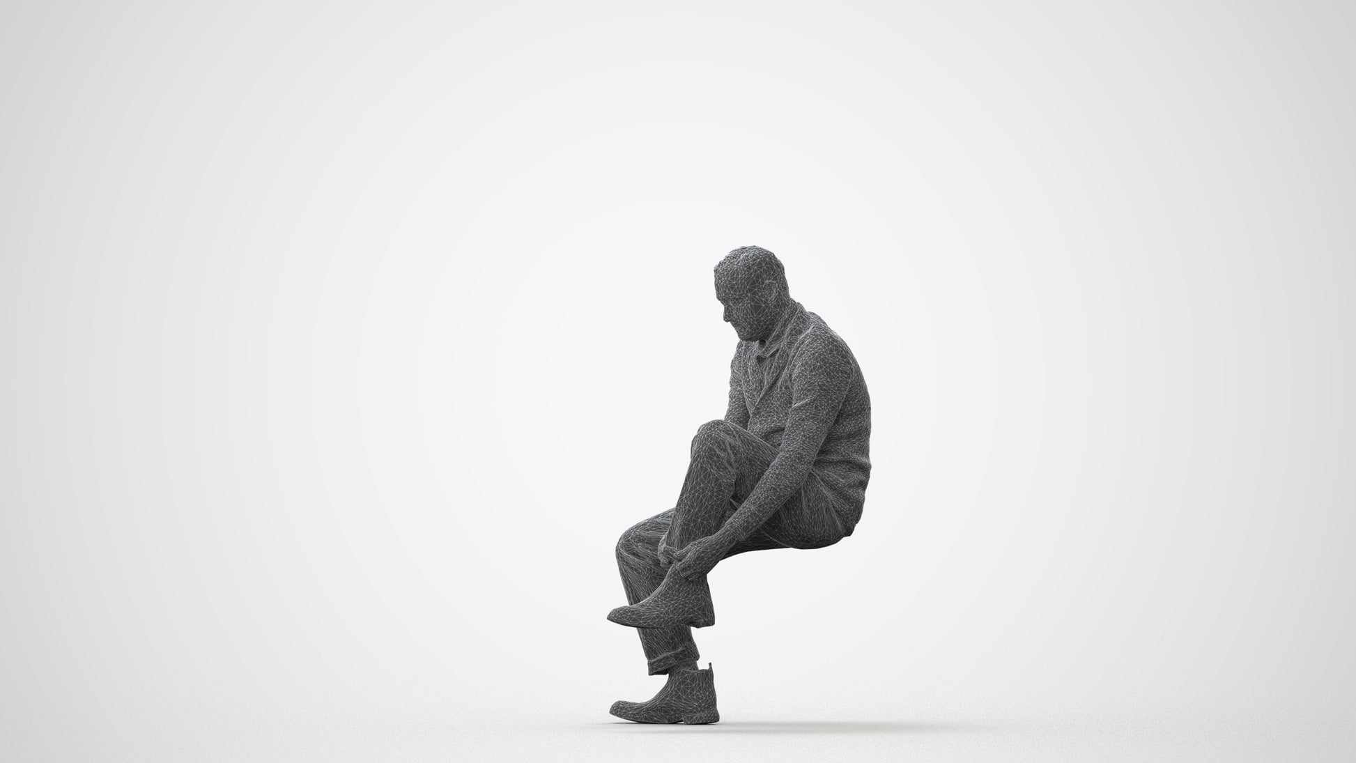 3D scanned woman sitting casual, photorealistic archviz people for Enscape and SketchUp, square thumbnail