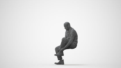 3D scanned woman sitting casual, photorealistic archviz people for Enscape and SketchUp, square thumbnail