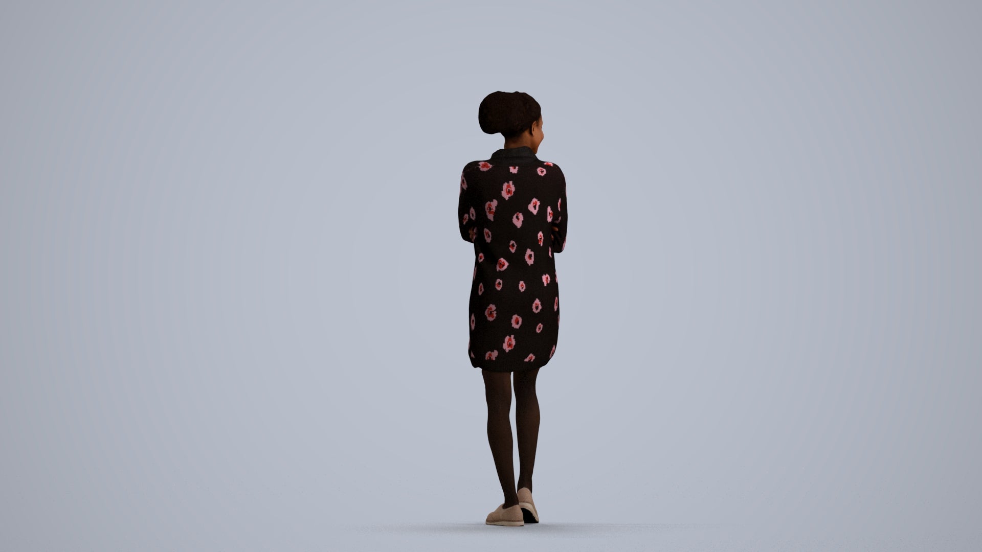 3D people model woman casual standing, scanned human for 3ds Max rendering, front view render