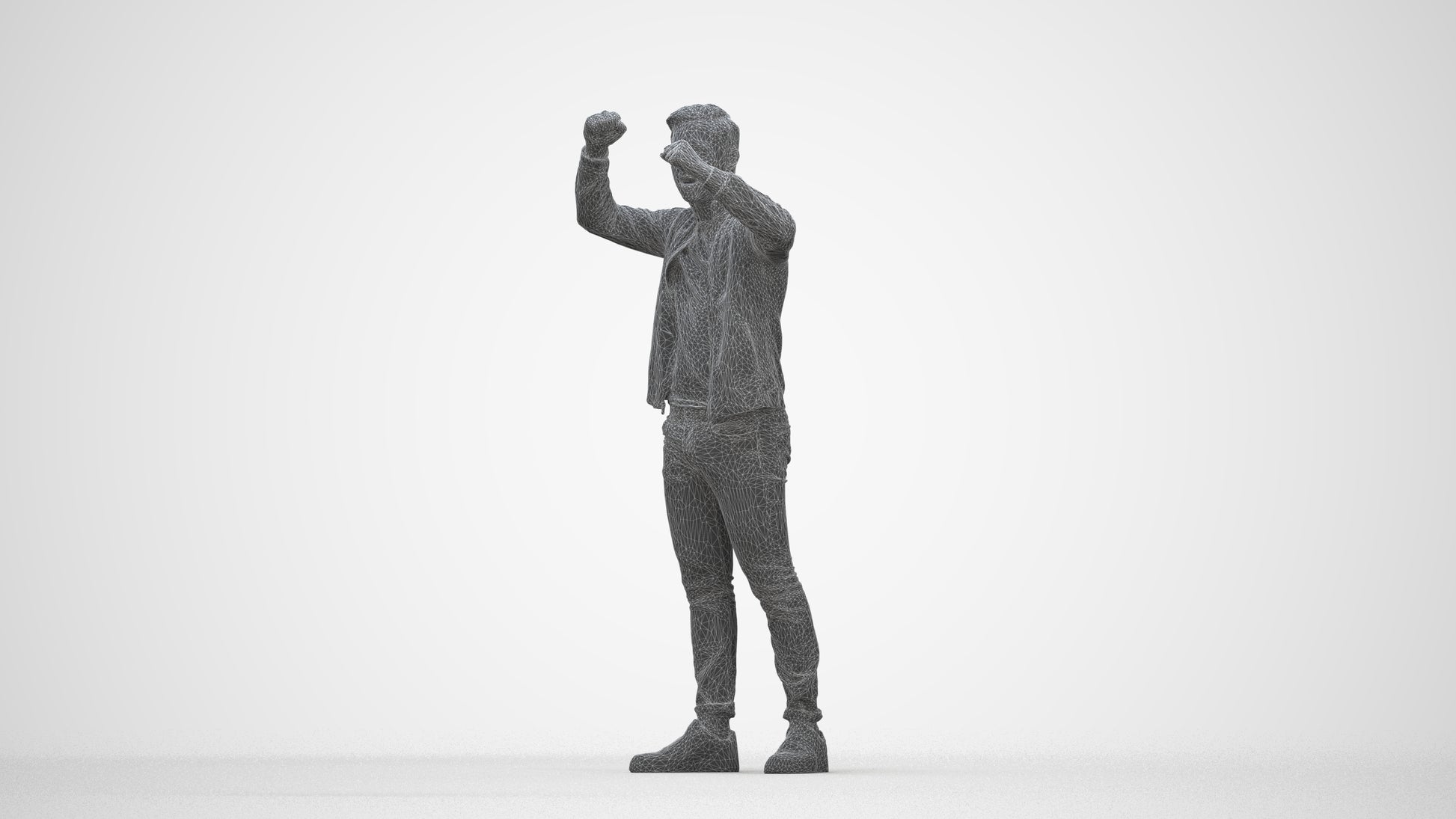 realistic 3D human boy casual kids, archviz people FBX OBJ for Blender, wireframe back view