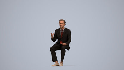 3D human model man business, photogrammetry scanned person for archviz, top-down view render