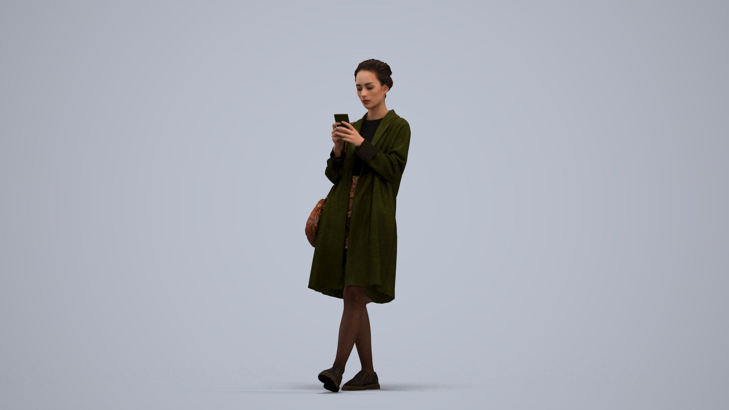 realistic 3D people woman casual standing, render-ready for V-Ray and Corona, FBX OBJ, standing pose render