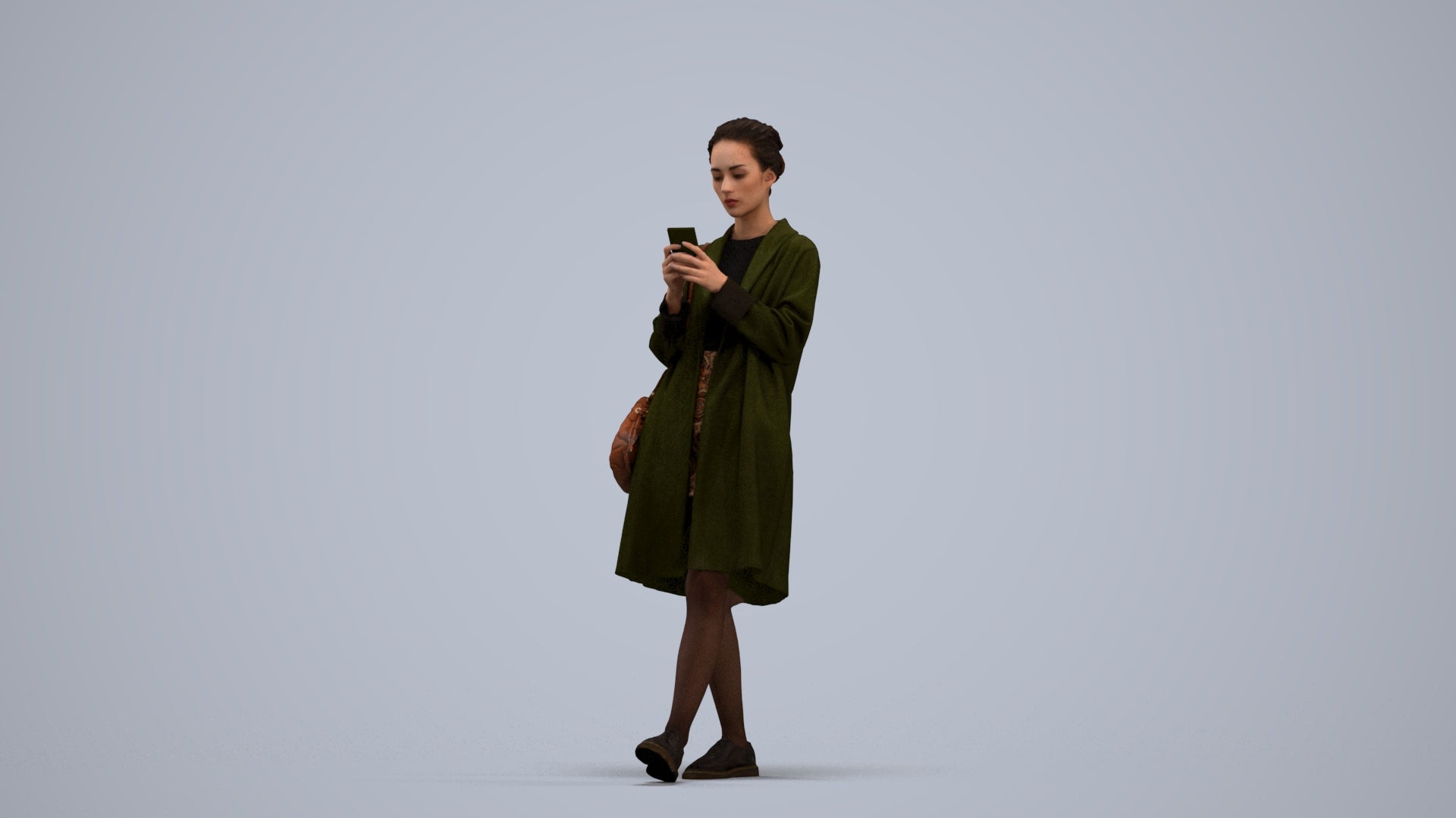 realistic 3D people woman casual standing, render-ready for V-Ray and Corona, FBX OBJ, standing pose render