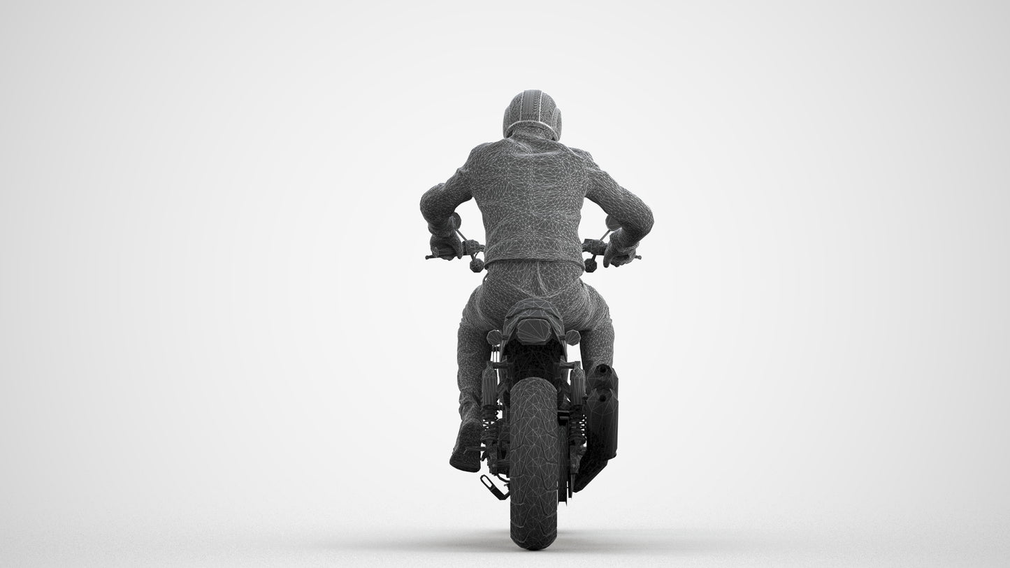 3D people model man casual cycling, scanned human for 3ds Max rendering, wireframe front view