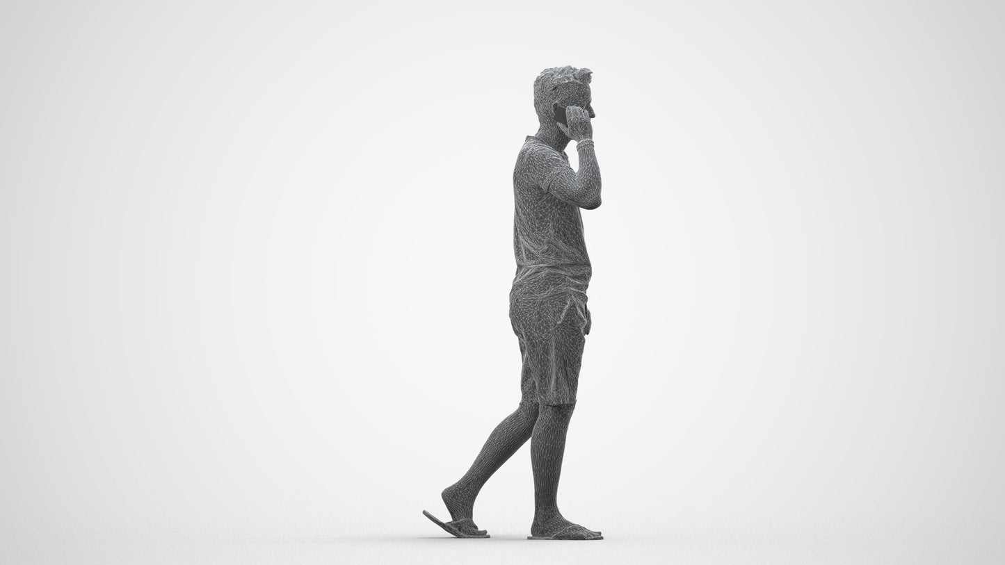 realistic 3D human man walking, archviz people FBX OBJ for Blender, wireframe side view