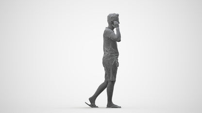 realistic 3D human man walking, archviz people FBX OBJ for Blender, wireframe side view