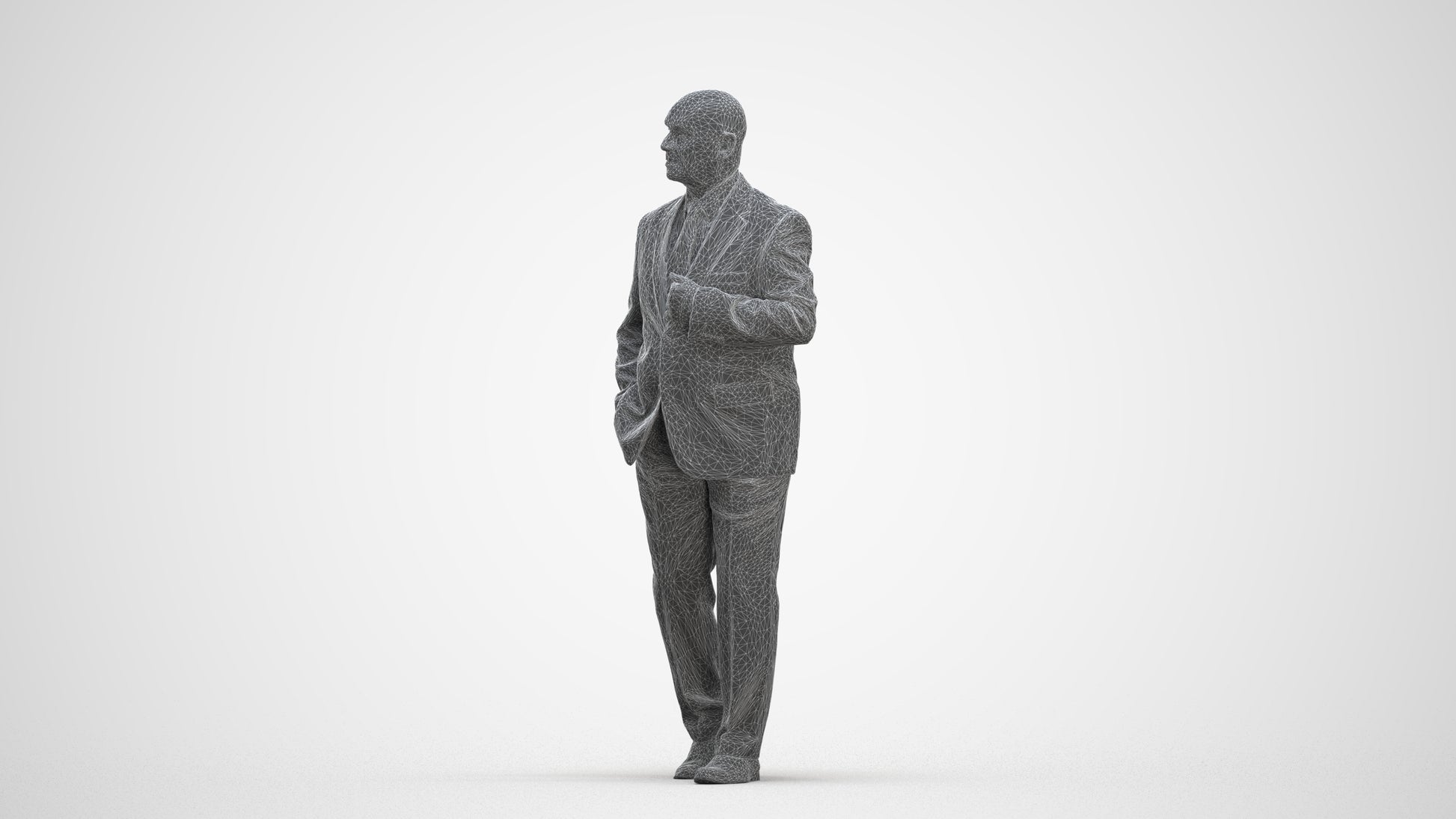 scanned 3D senior man business, photogrammetry people for Enscape and V-Ray, three-quarter front view render