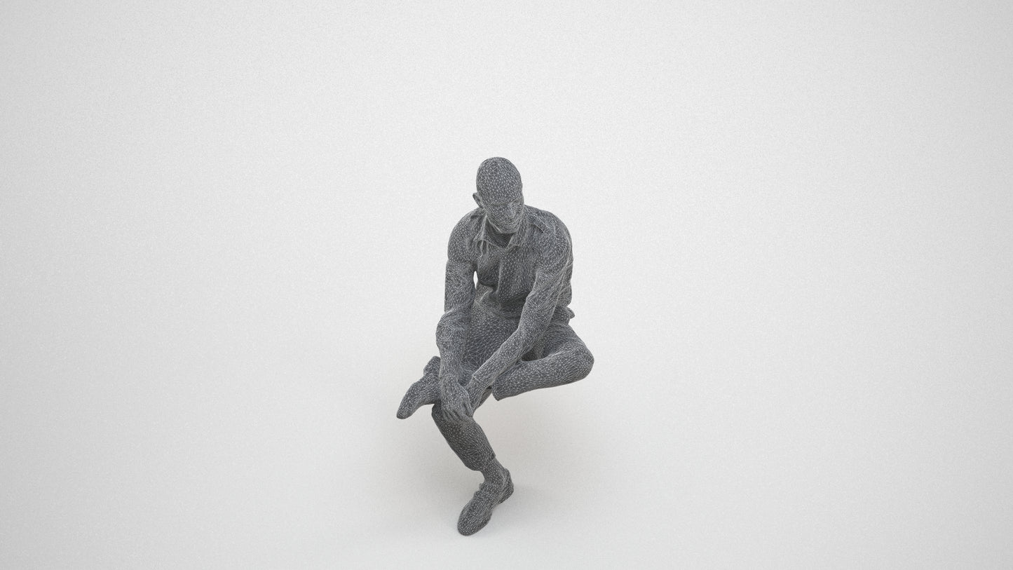 scanned 3D man business, photogrammetry people for Enscape and V-Ray, wireframe three-quarter view