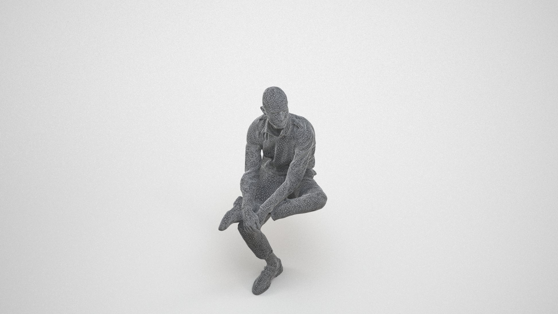 scanned 3D man business, photogrammetry people for Enscape and V-Ray, wireframe three-quarter view
