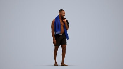 realistic 3D human man pool, archviz people FBX OBJ for Blender, standing pose render