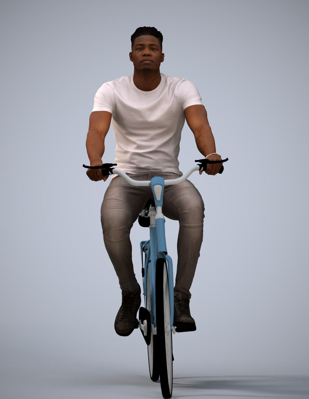 scanned 3D man casual cycling, photogrammetry people for Enscape and V-Ray
