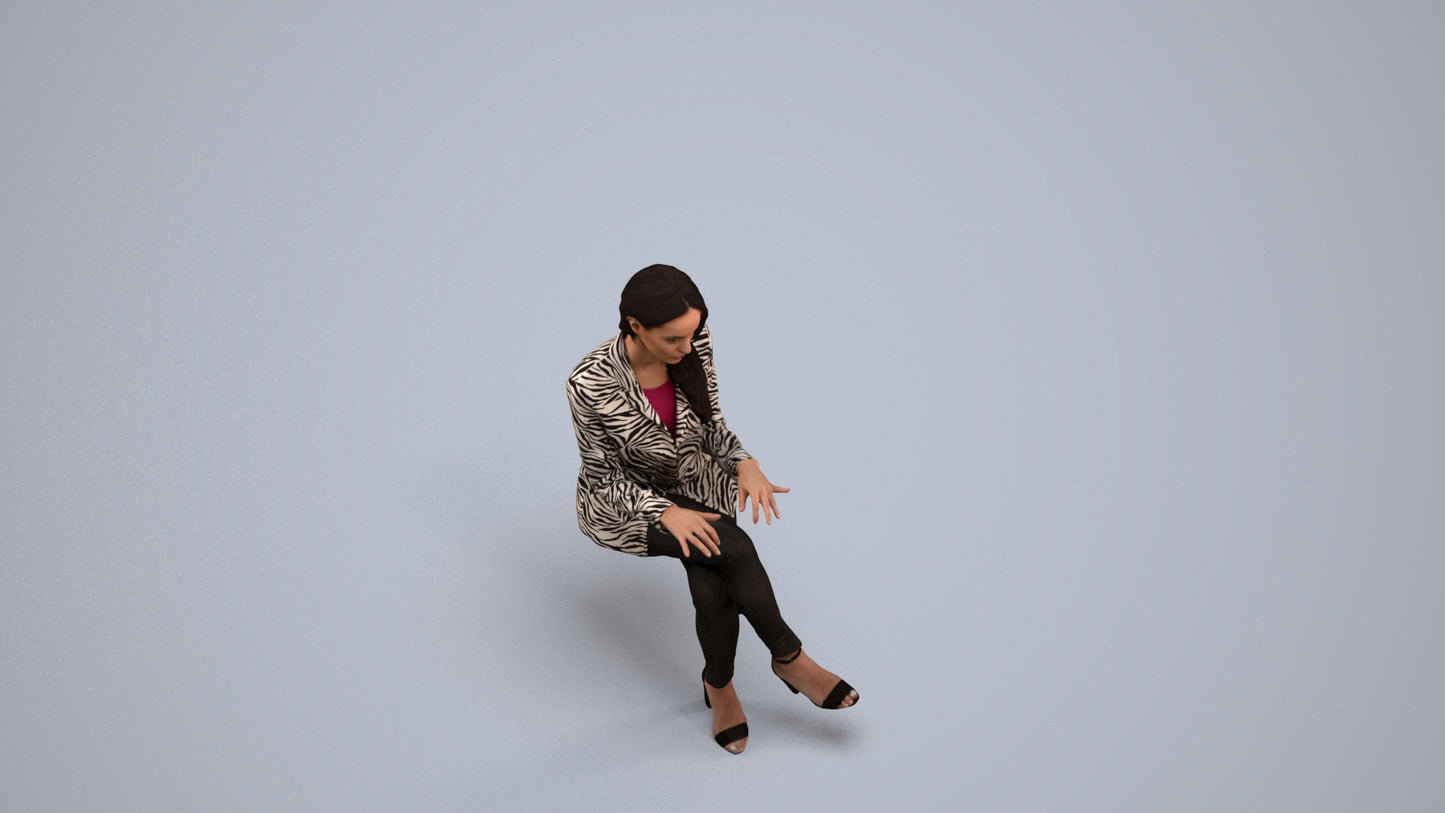 3D scanned woman business, photorealistic archviz people for Enscape and SketchUp, back view render