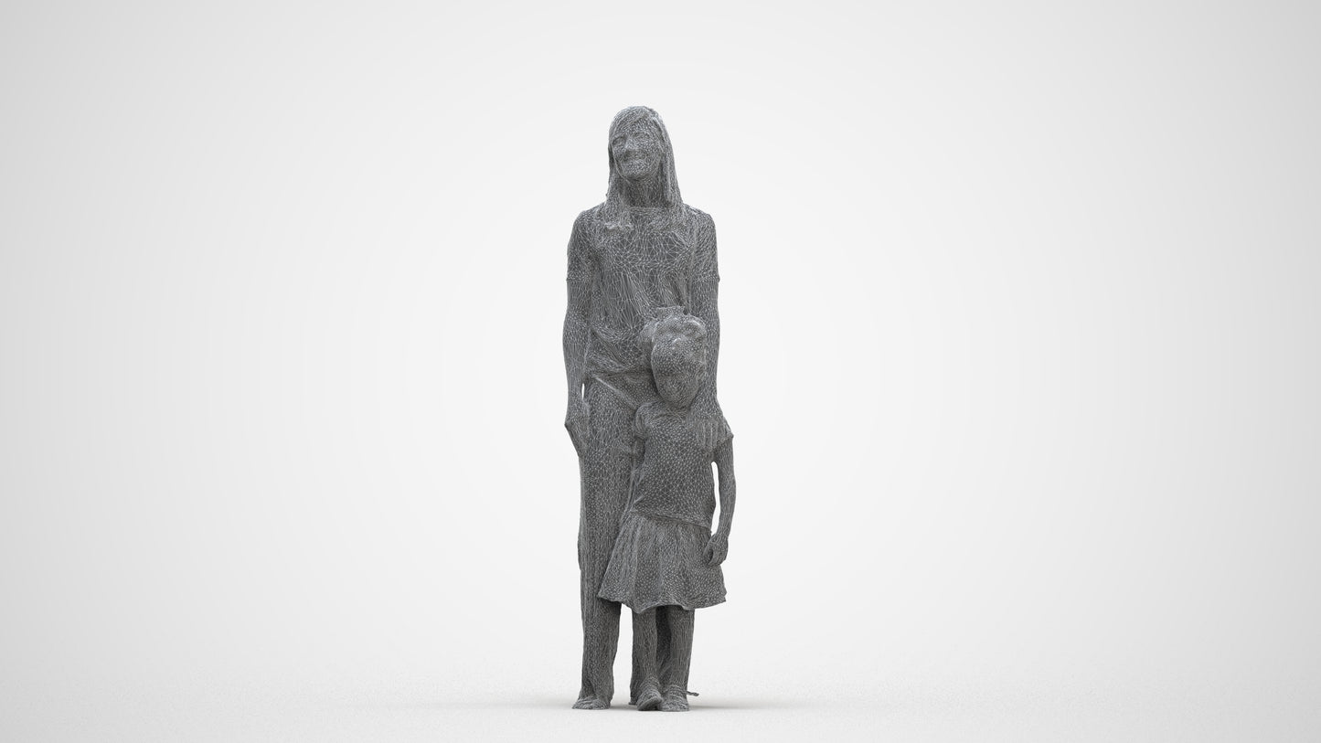 3D people model girl casual kids, scanned human for 3ds Max rendering, three-quarter front view render
