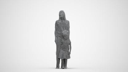 3D people model girl casual kids, scanned human for 3ds Max rendering, three-quarter front view render