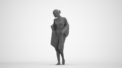 photogrammetry 3D woman bathroom, realistic human model archviz FBX, three-quarter front view render