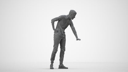 realistic 3D human man casual standing, archviz people FBX OBJ for Blender, wireframe side view