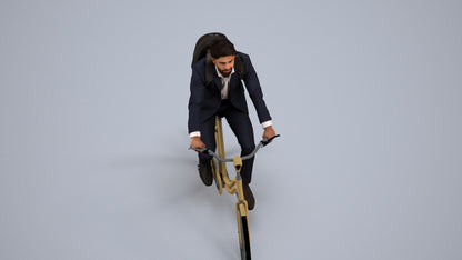 3D scanned man cycling business, photorealistic archviz people for Enscape and SketchUp, back view render