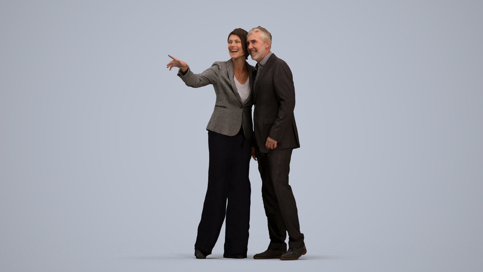 3D people model woman business, scanned human for 3ds Max rendering, standing pose render