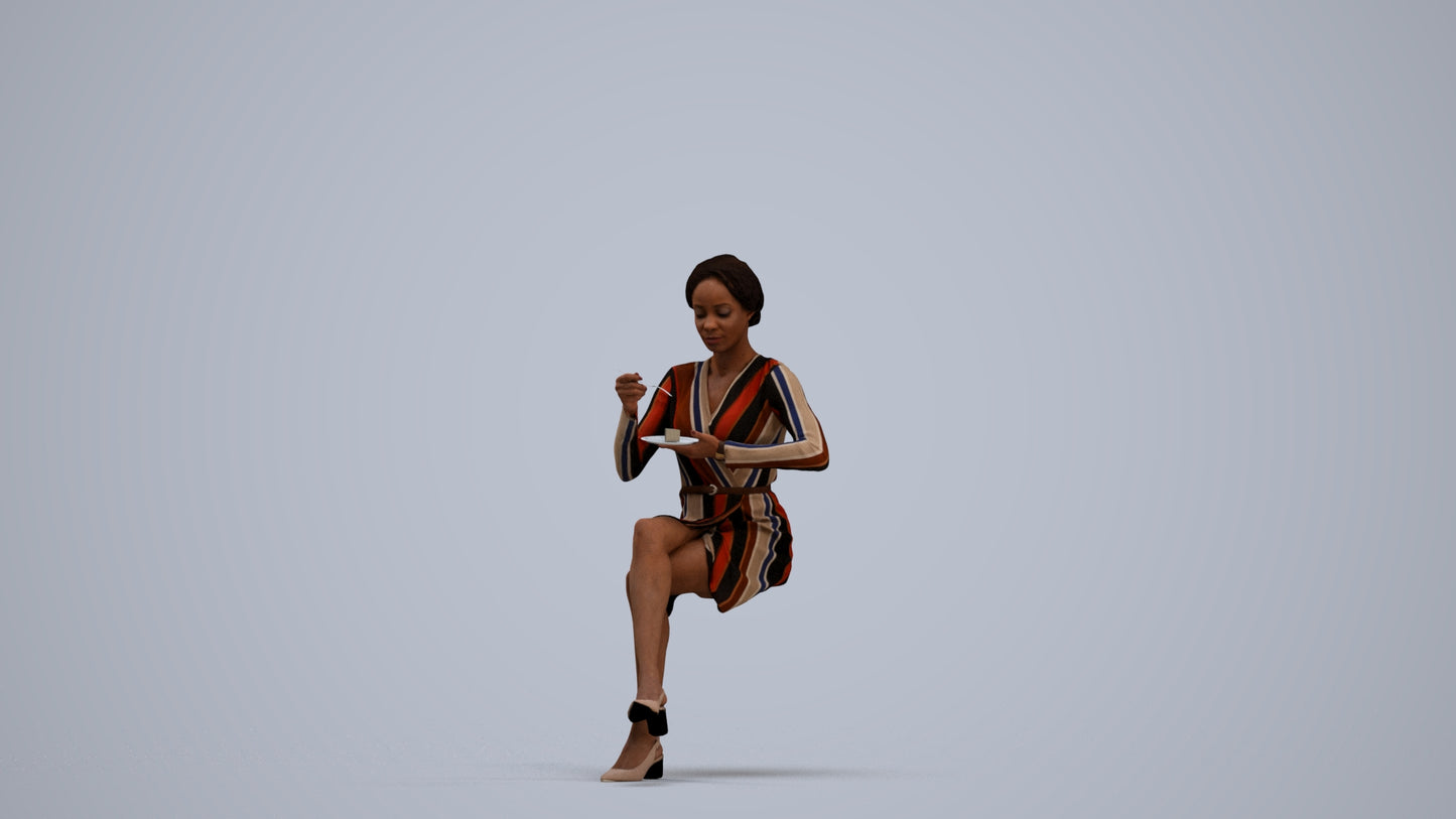 scanned 3D woman casual sitting, photogrammetry people for Enscape and V-Ray, standing pose render