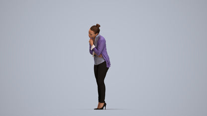photogrammetry 3D woman business standing, realistic human model archviz FBX, top-down view render