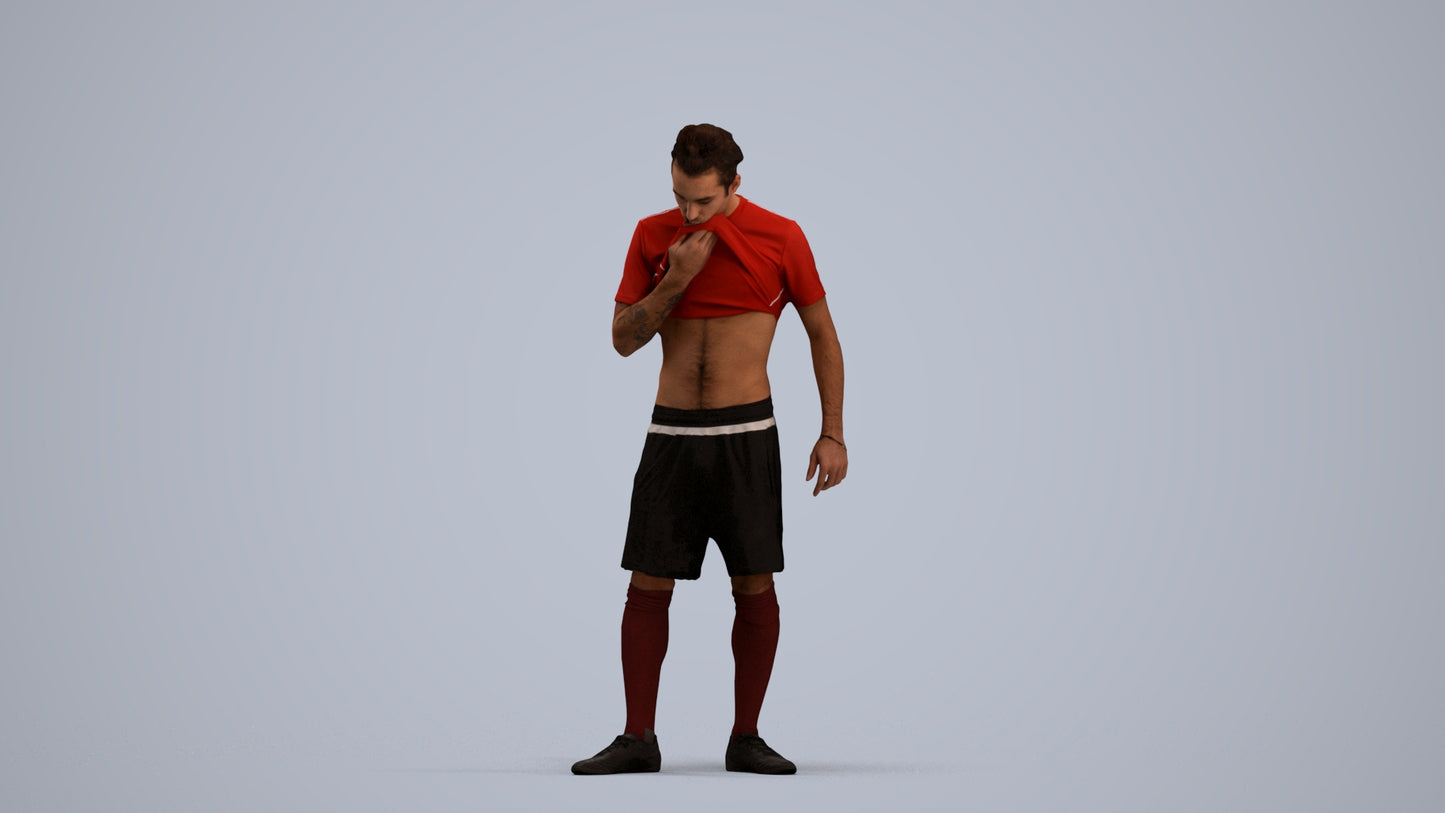 3D human model man sport, photogrammetry scanned person for archviz, standing pose render